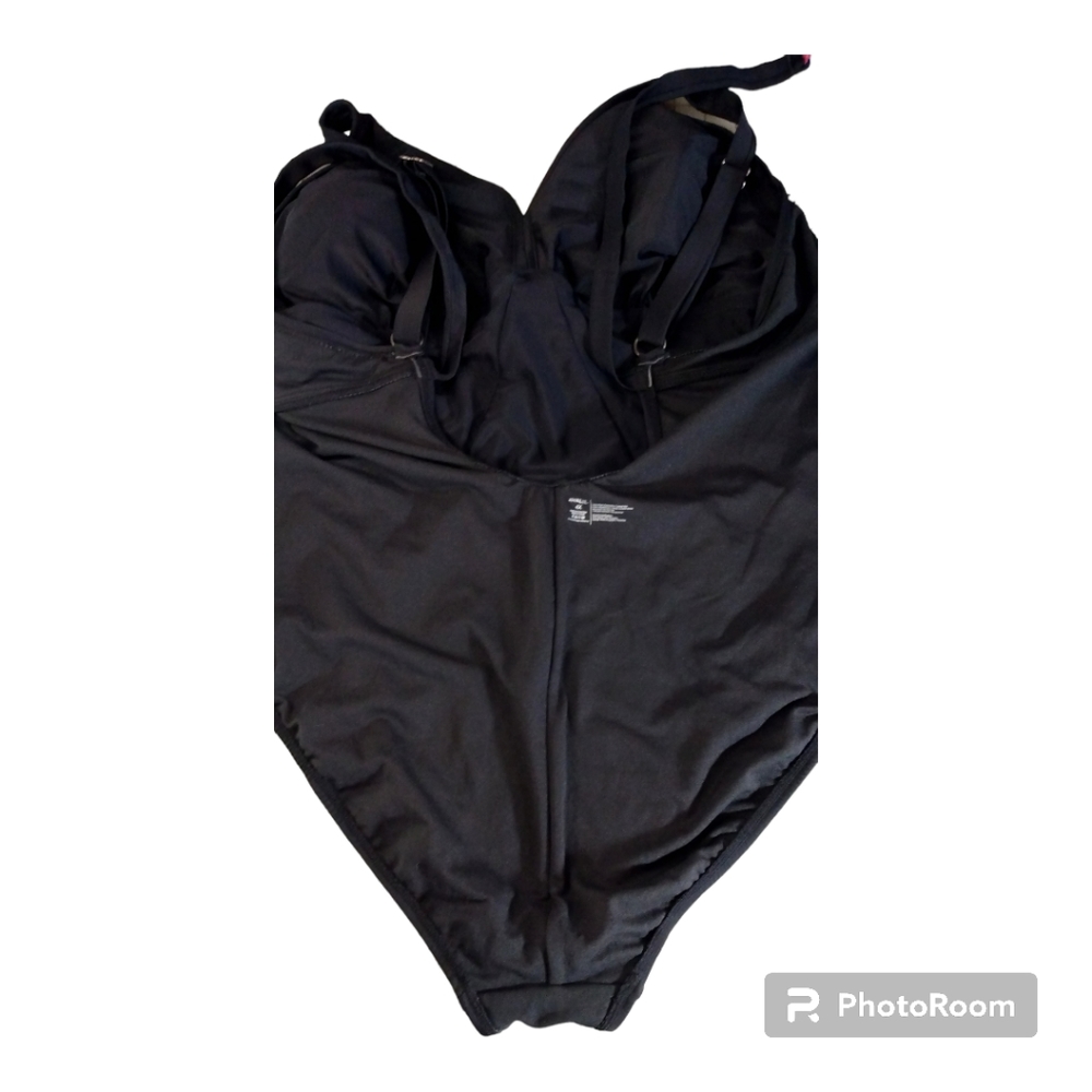 Adore Me black one piece swimsuit with floral embroidery, 4X - Picture 4 of 8